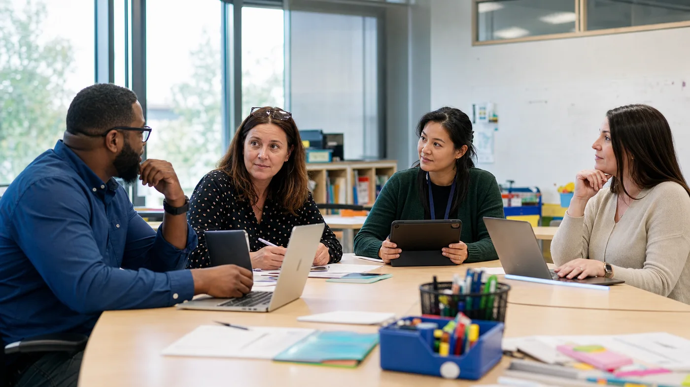 School team evaluating an inclusive AI tutoring pilot