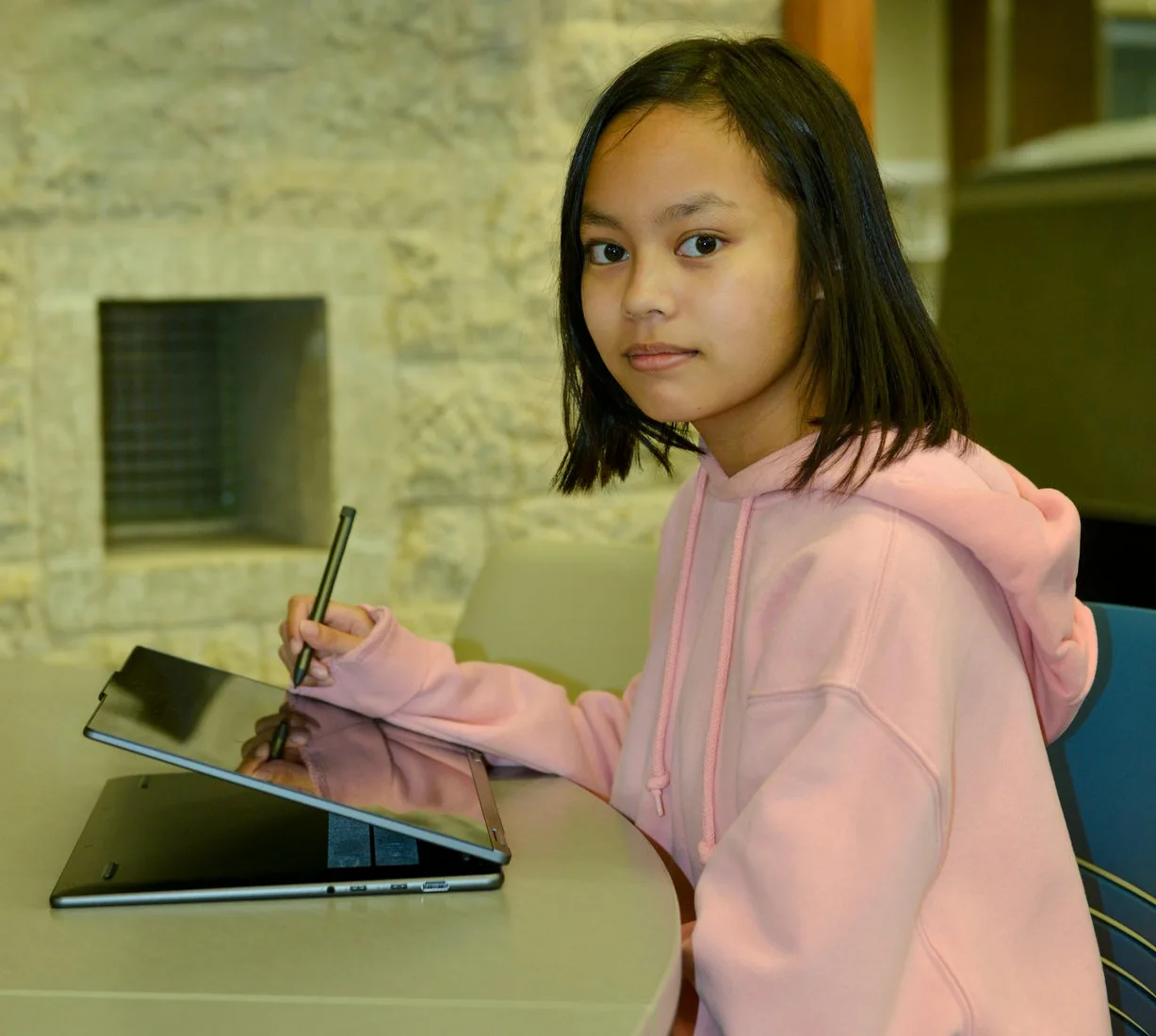 Student using a tablet for guided digital learning