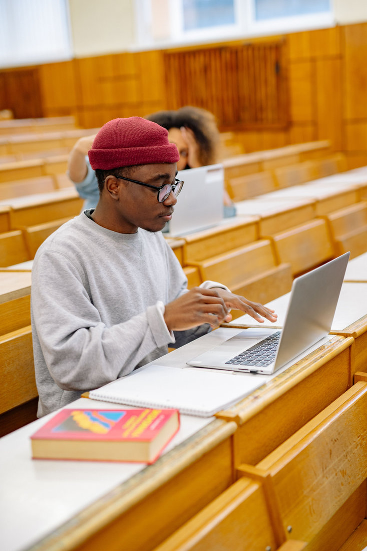 Students using laptops during a technology-supported classroom lesson